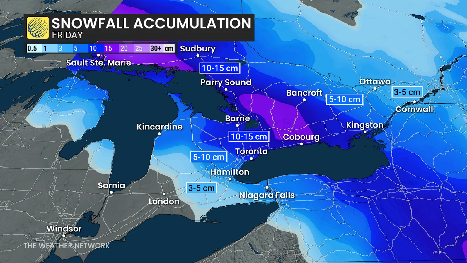 Ontario, Boxing Day, Snowfall, Snow, December 26, 2025. (The Weather Network)