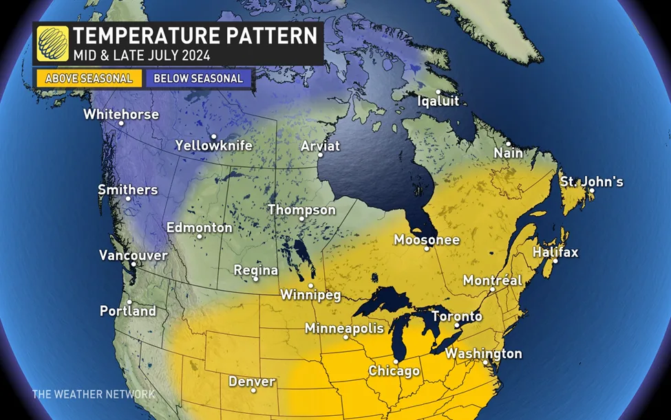 Temperature Pattern Mid Late July 2024