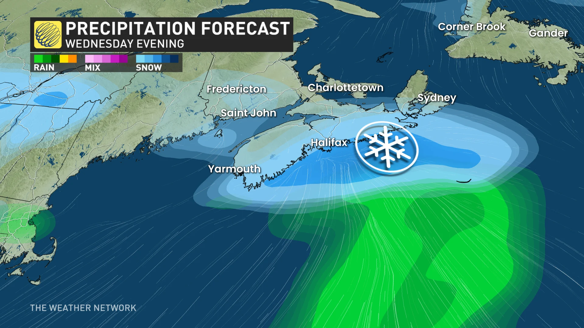 Wednesday evening precipitation forecast Atlantic Canada