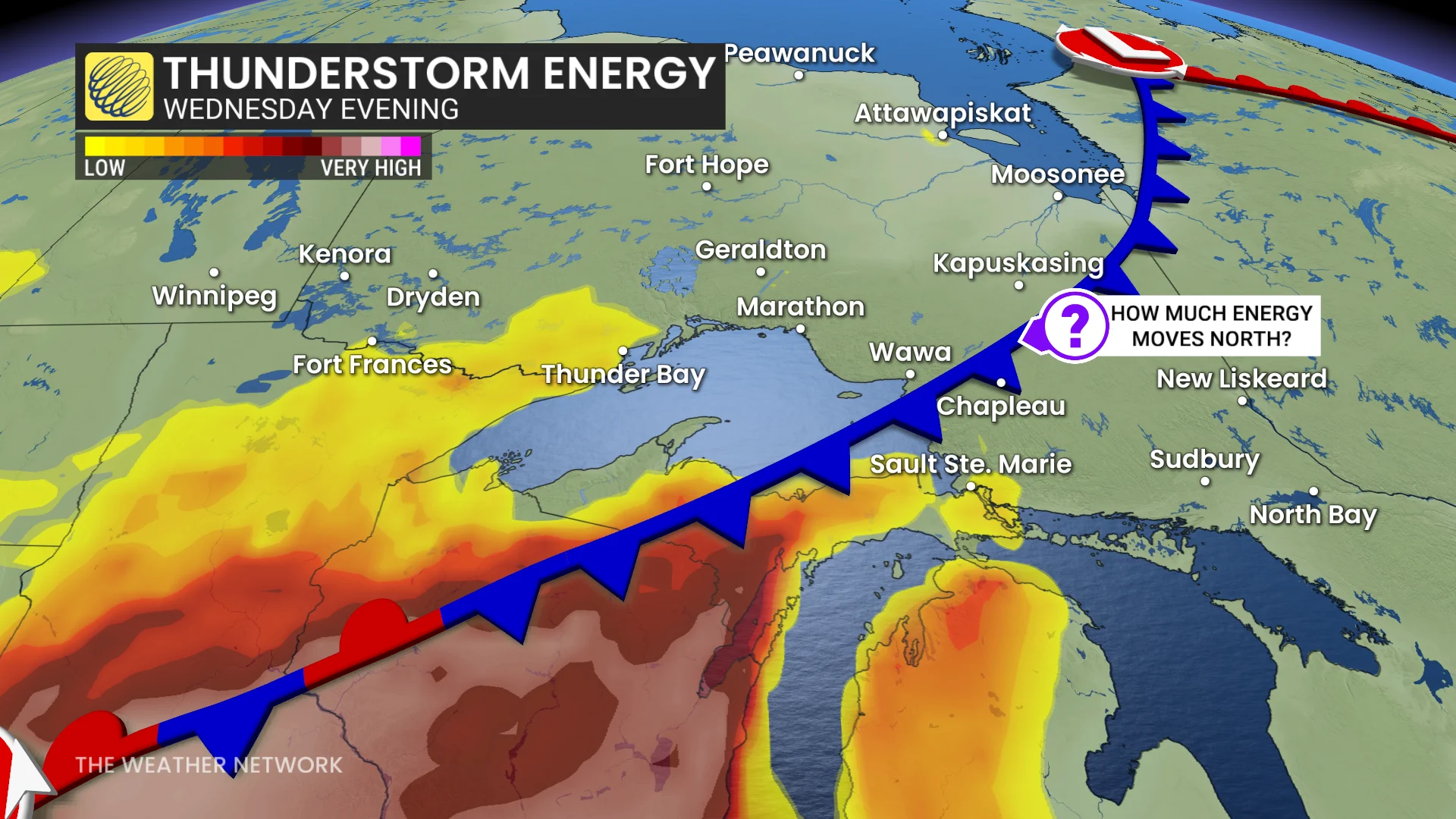 Northwestern Ontario thunderstorm energy Wednesday evening