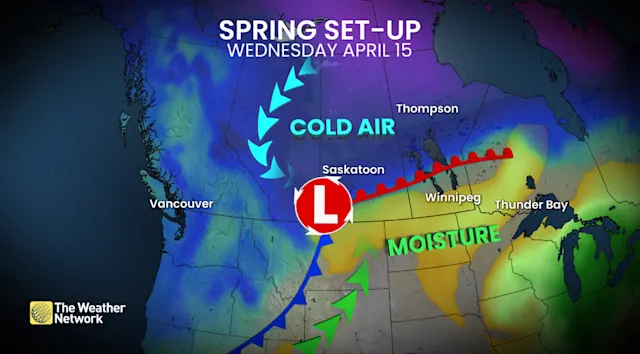 5-15 cm: Spring snow hits southern Alberta this week - The Weather Network