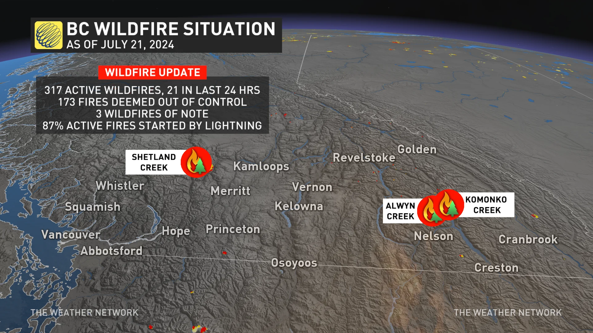 B.C. wildfire situation update as of July 21, 2024