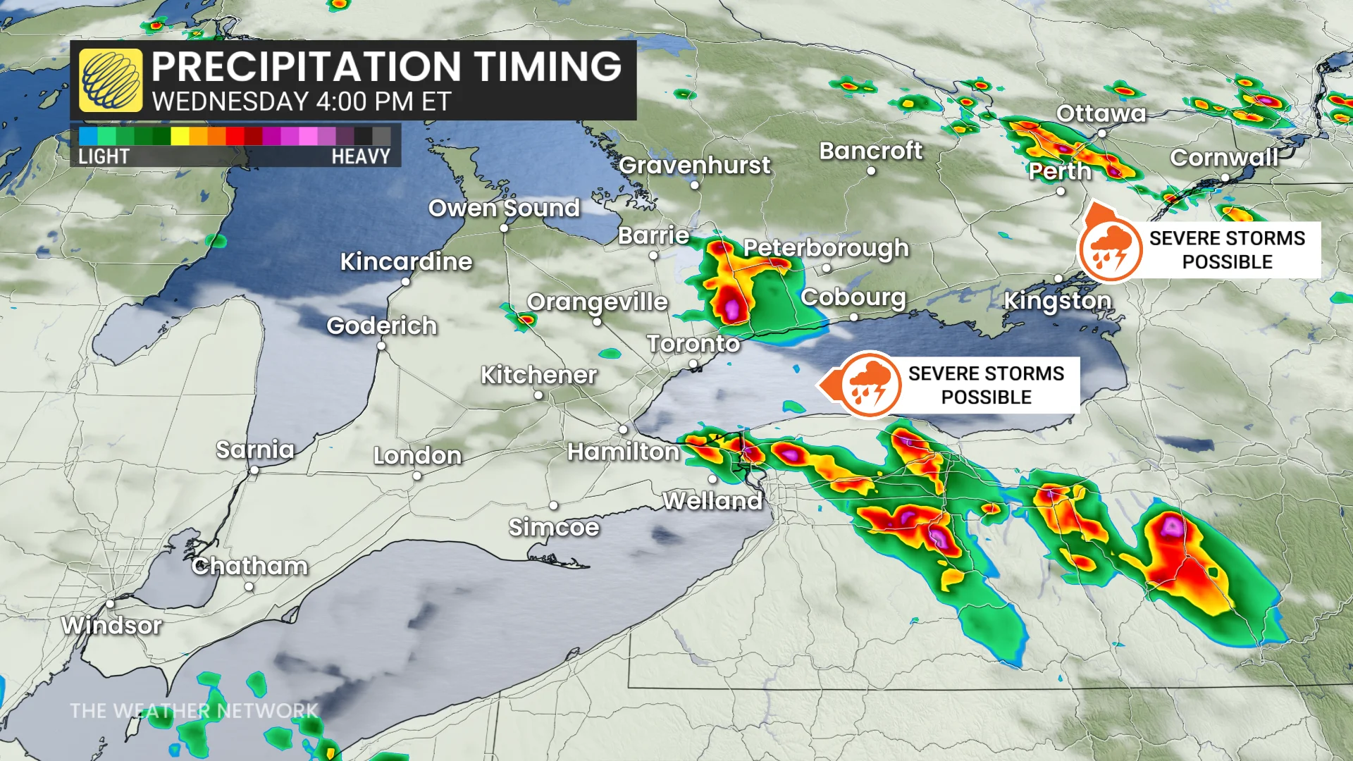 Ontario Wednesday 4 pm forecast storms - Aug. 12, 2026