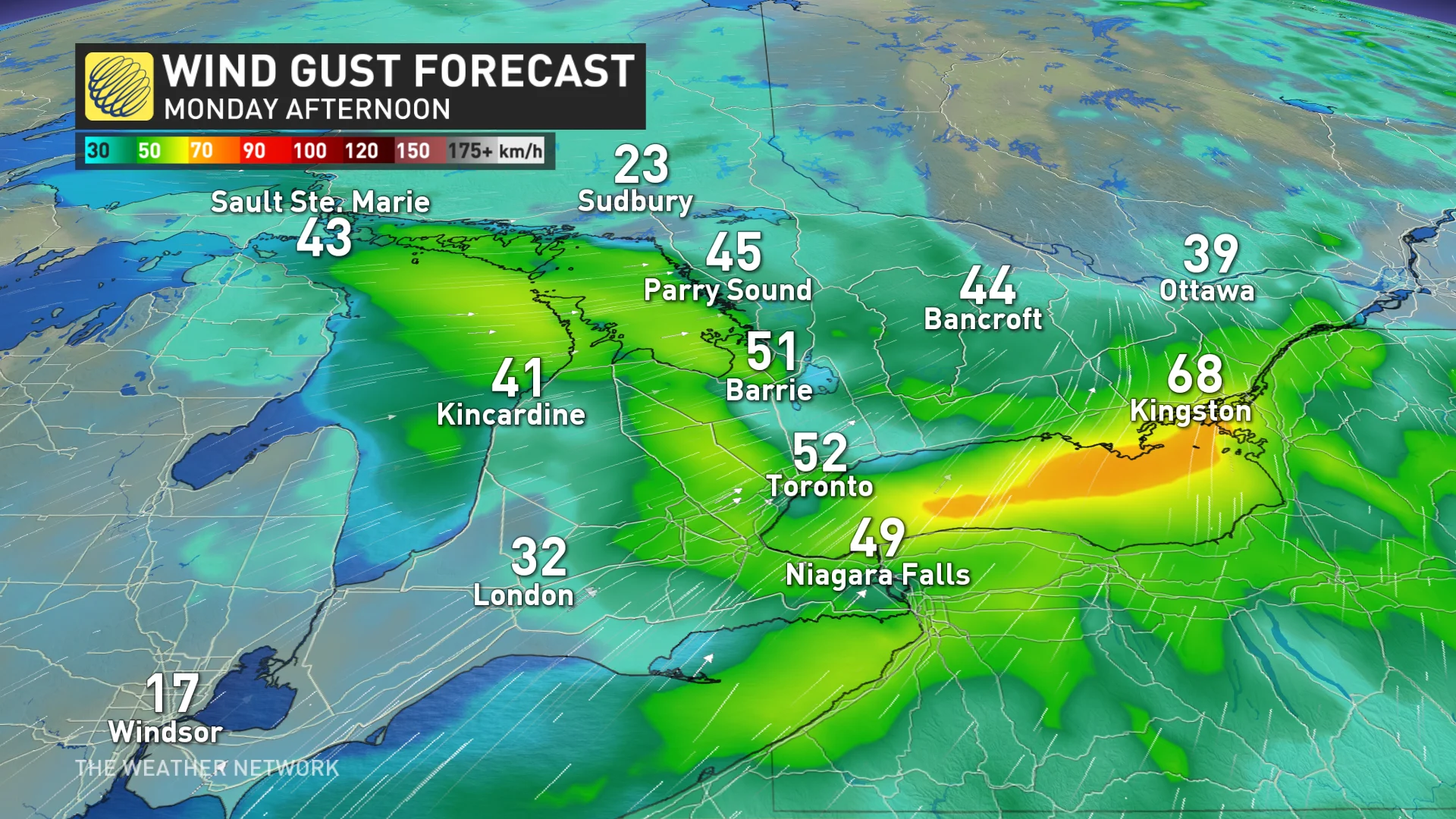 Wind gusts forecast