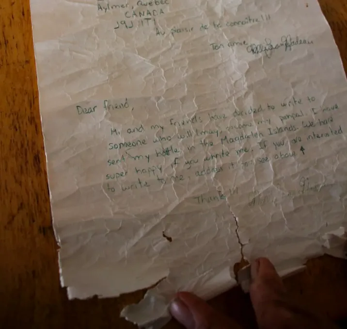 Letter tossed into ocean 25 years ago lands in Cape Breton