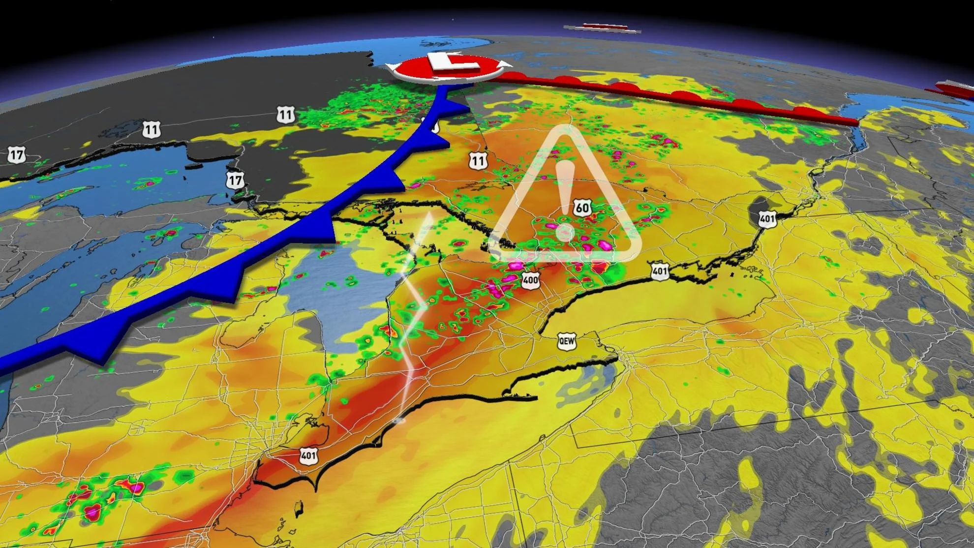 All eyes on Thursday for a severe thunderstorm threat across parts of Quebec. Risk for large hail, strong winds, and tornadoes. Latest, here