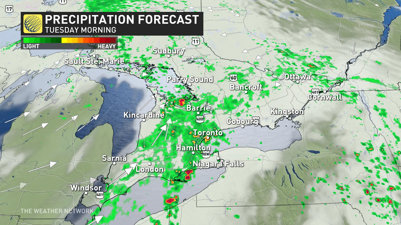 Southern Ontario Tuesday morning precip forecast April 29 2024