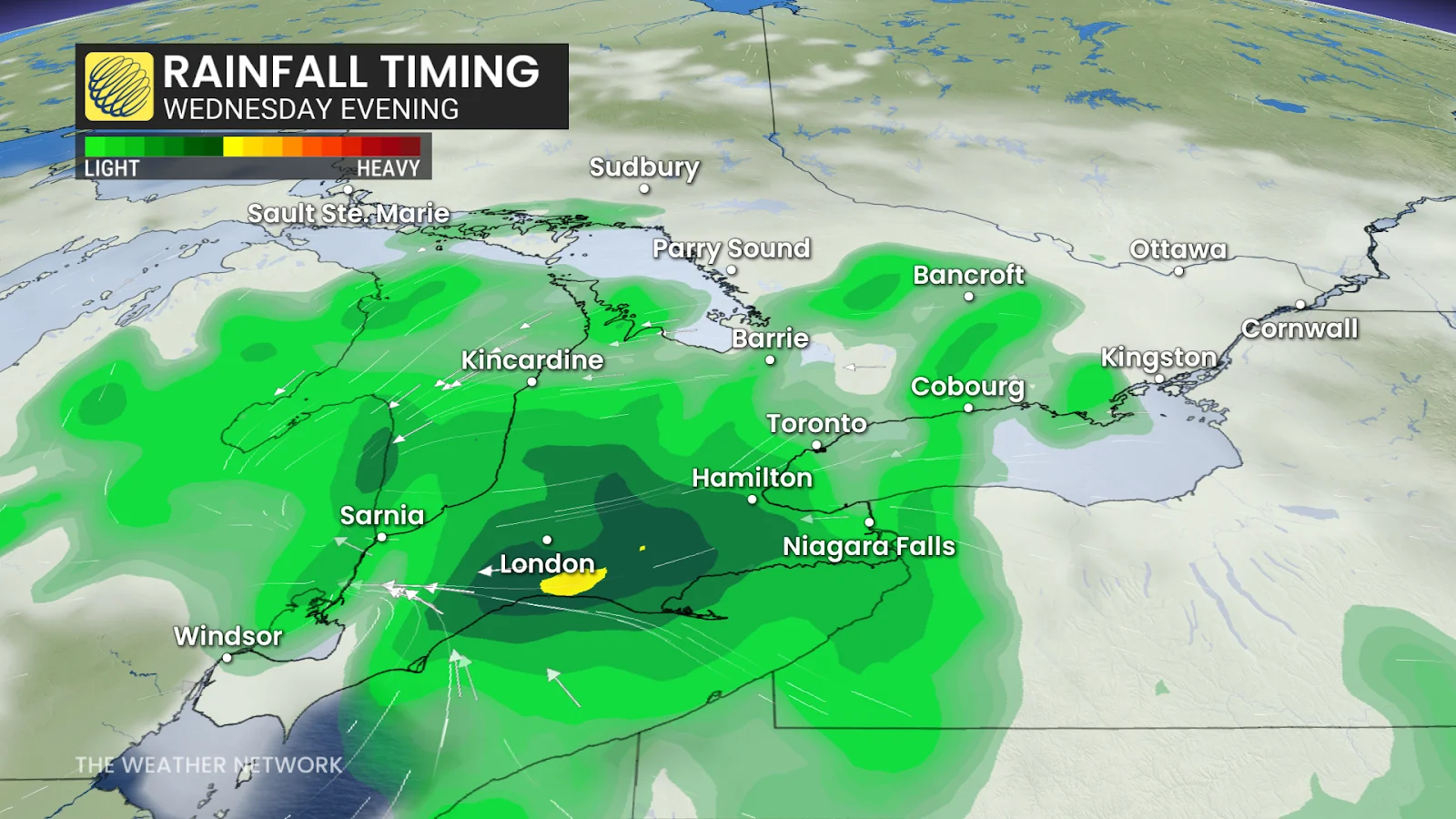 Southern Ontario Wednesday evening forecast rainfall - May 26, 2025