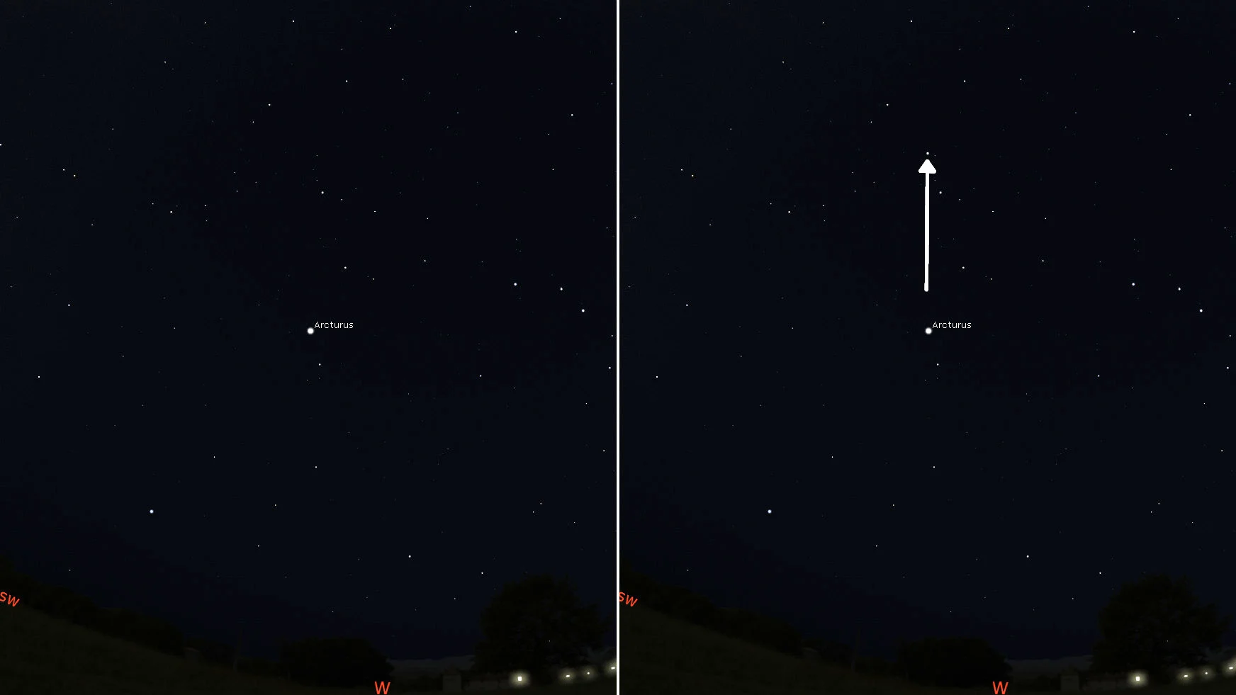TCrB nova comparison June 27 no constellations Stellarium
