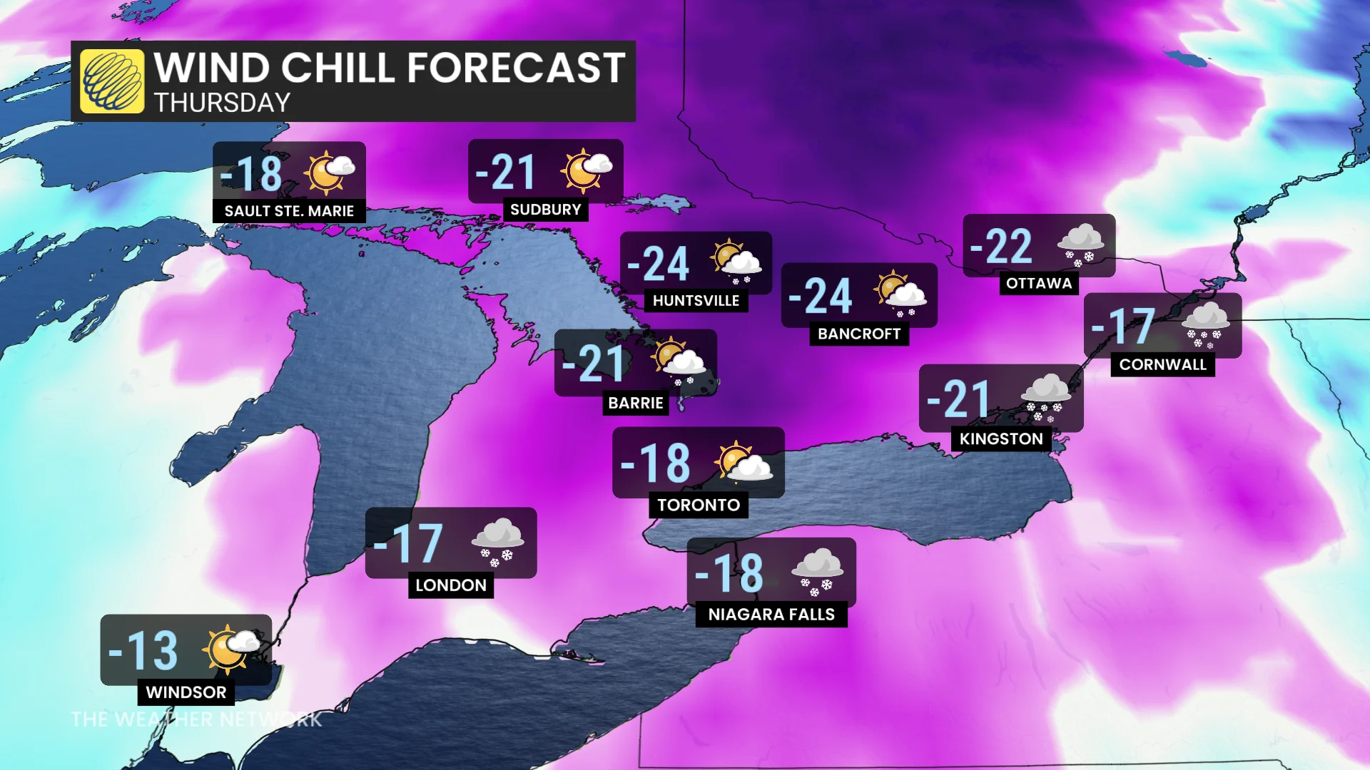 Ontario wind chills Thursday