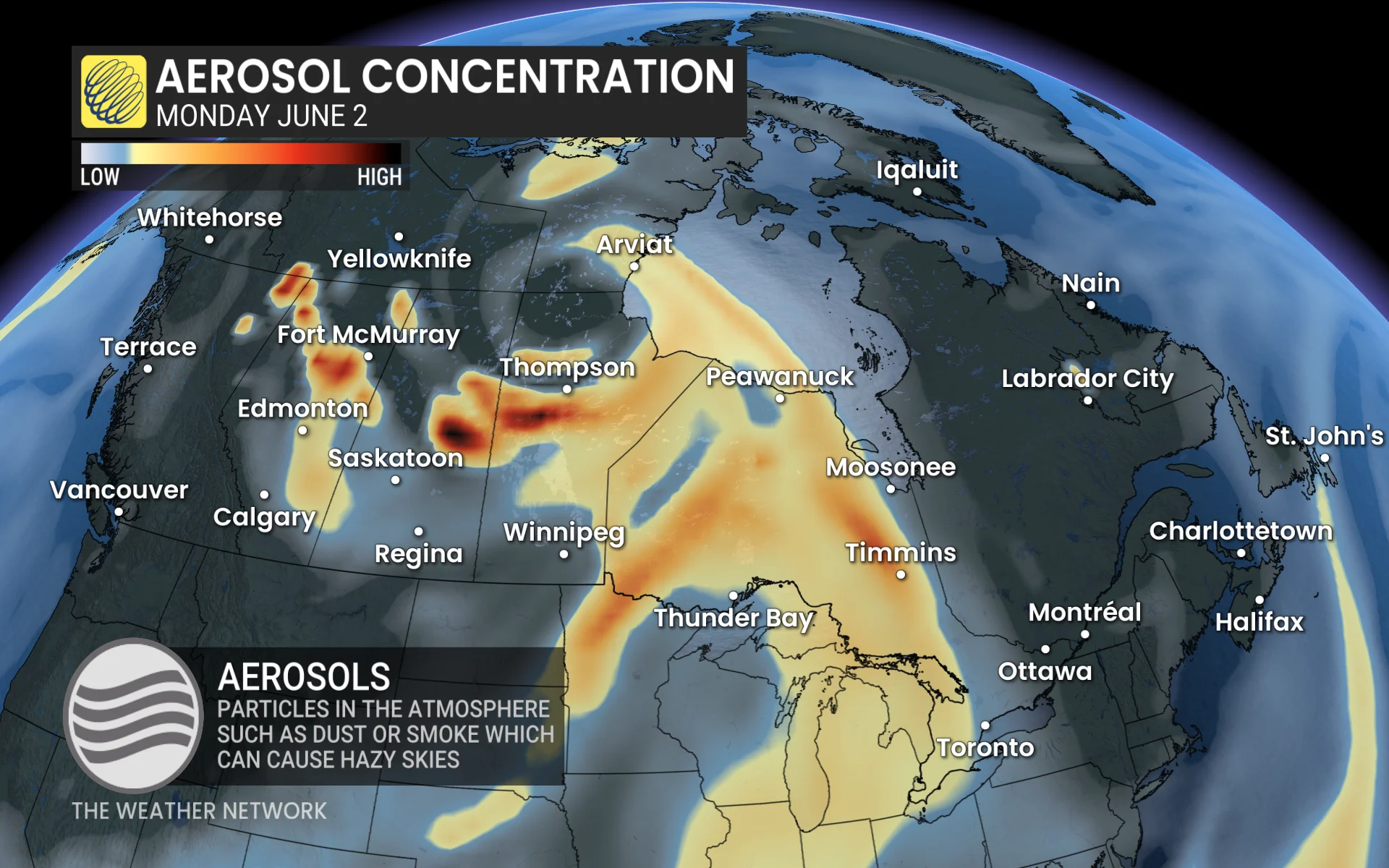 Upper Level Smoke Forecast Monday
