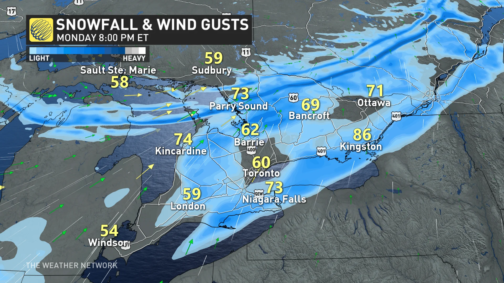 Baron - Wind and snow 8pm Monday in Ontario - Jan27