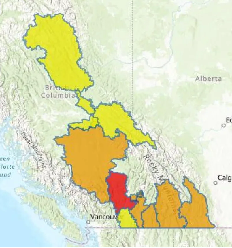 BC river forecast centre - warning area - May4
