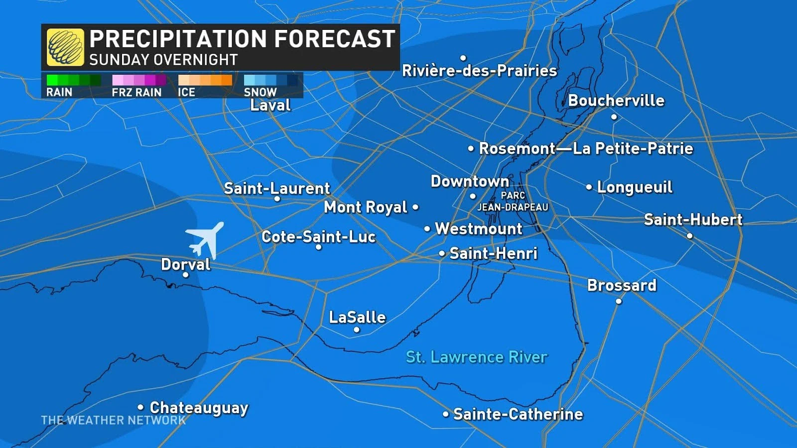 Quebec precip overnight Sunday