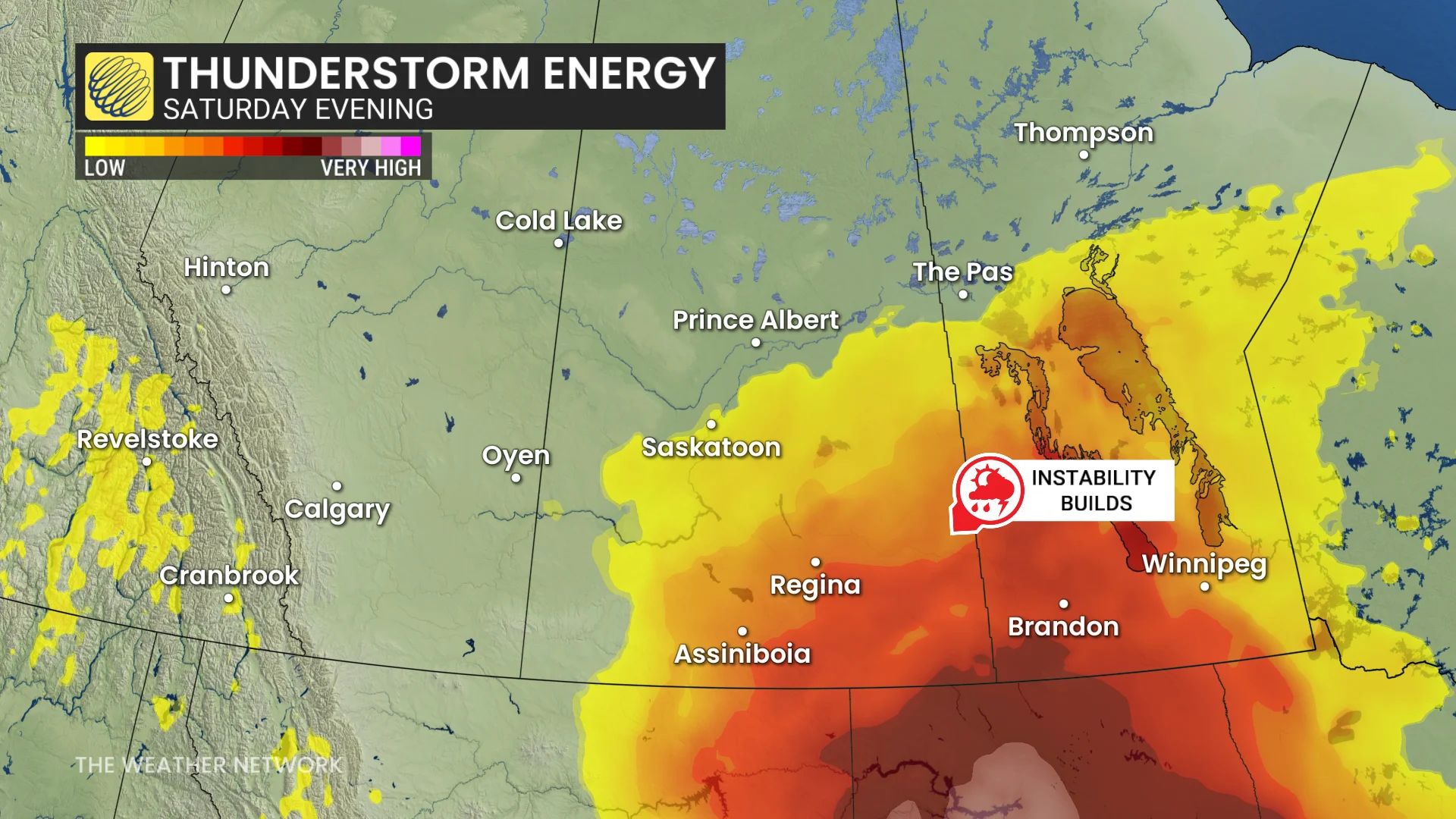 Prairies thunderstorm energy Saturday evening