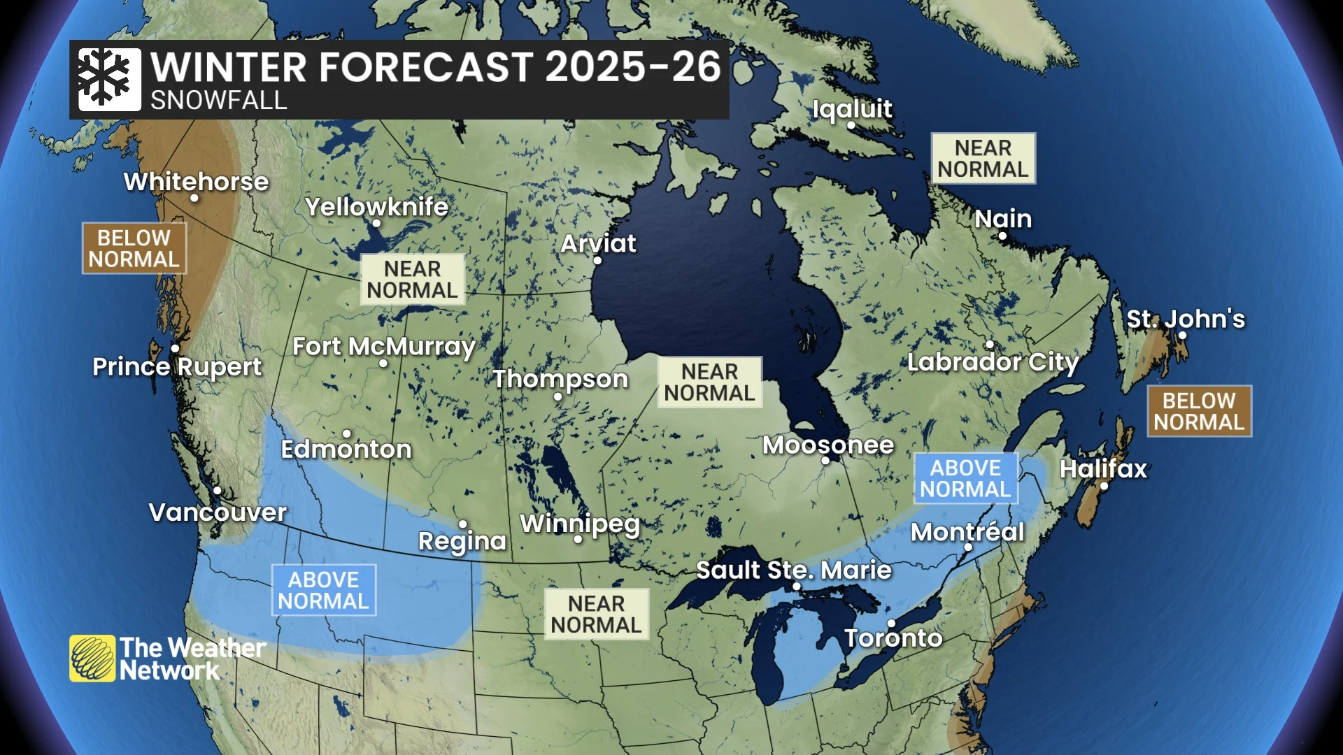 Winter Forecast 2025-26: Snowfall outlook (The Weather Network)