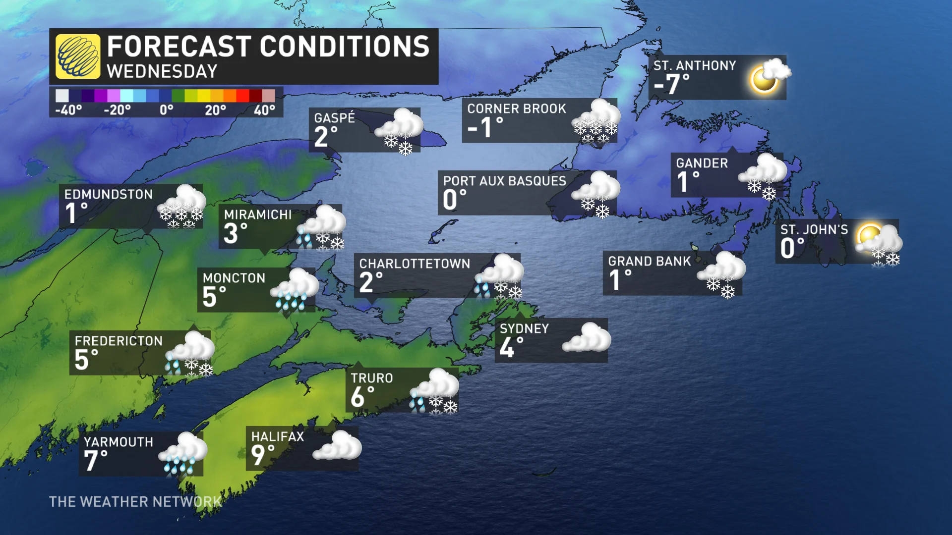 Baron - Wednesday temperatures Atlantic Canada - Mar4