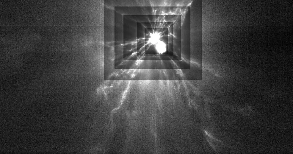 LICIACube image of impact ejecta during DART test