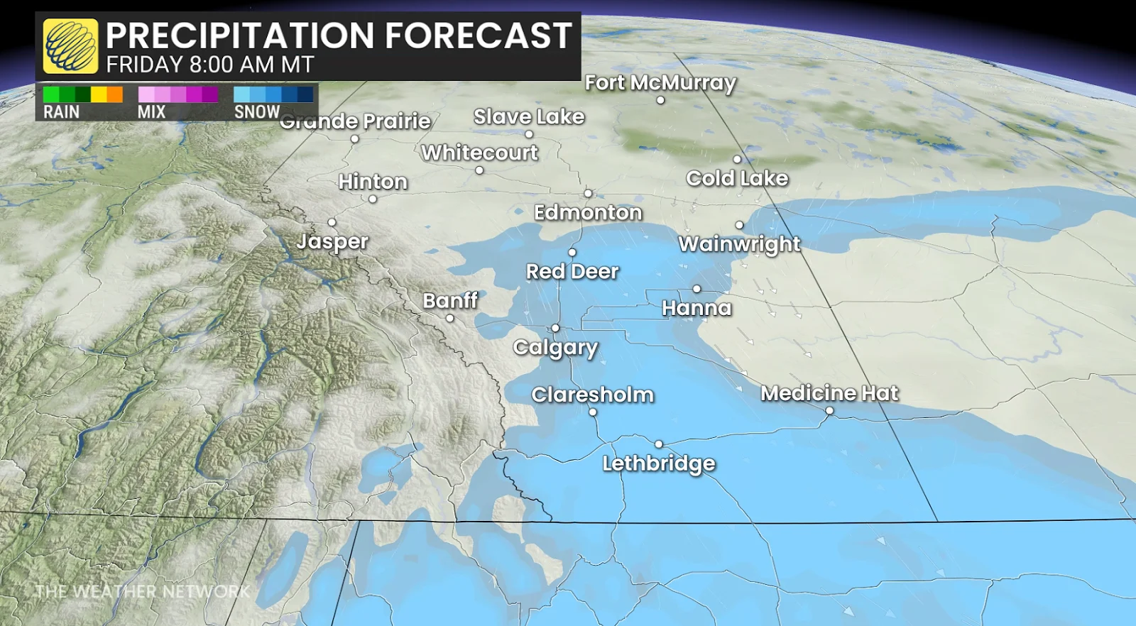 Southern Alberta Friday morning forecast snowfall - Nov. 27, 2025