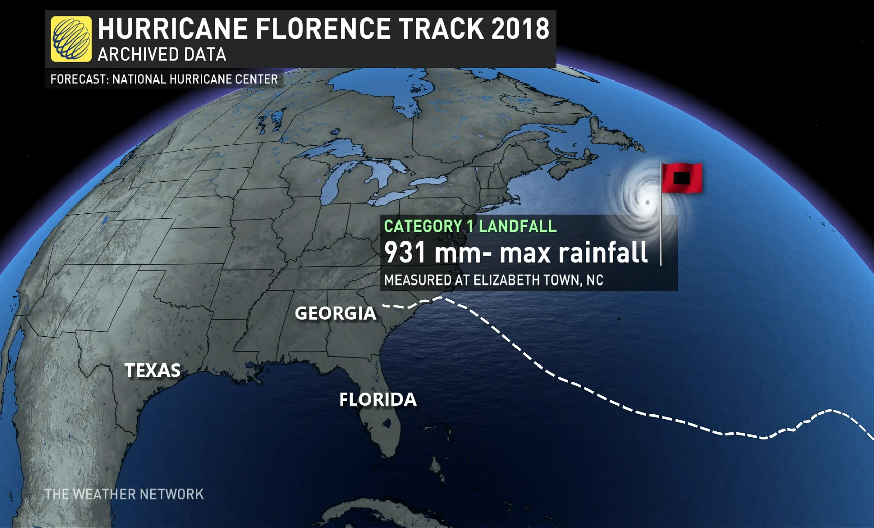 Hurricane Florence 2018 Maximum Rainfall