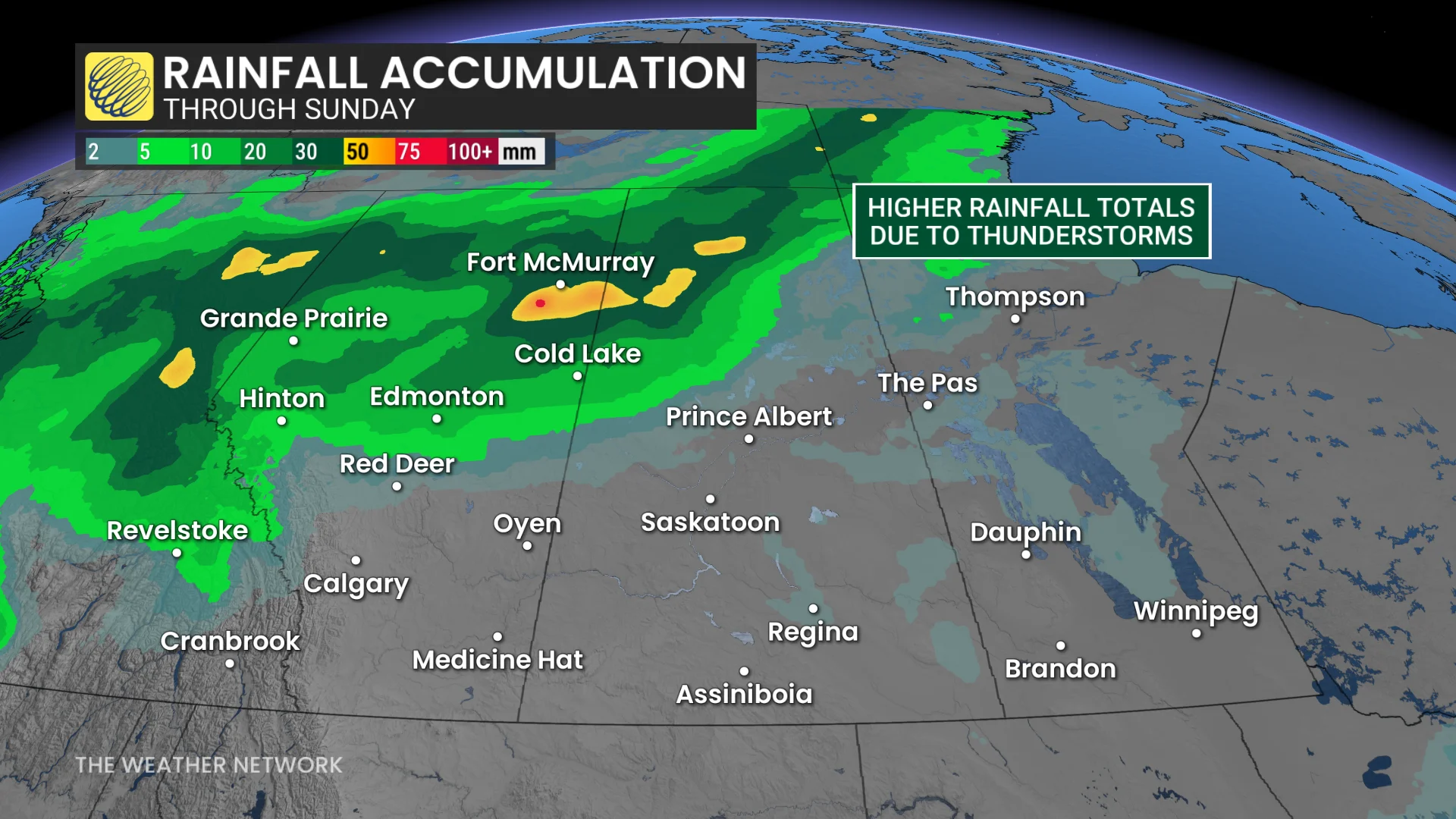 Prairies rainfall through Sunday