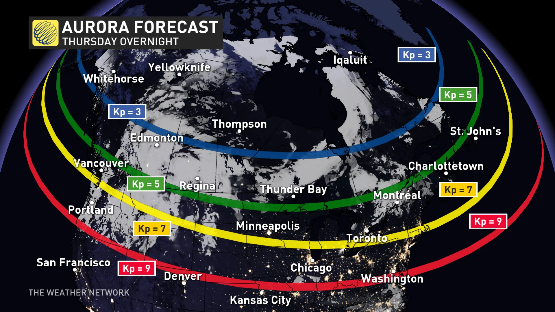 Aurora forecast Kp Index Thursday night