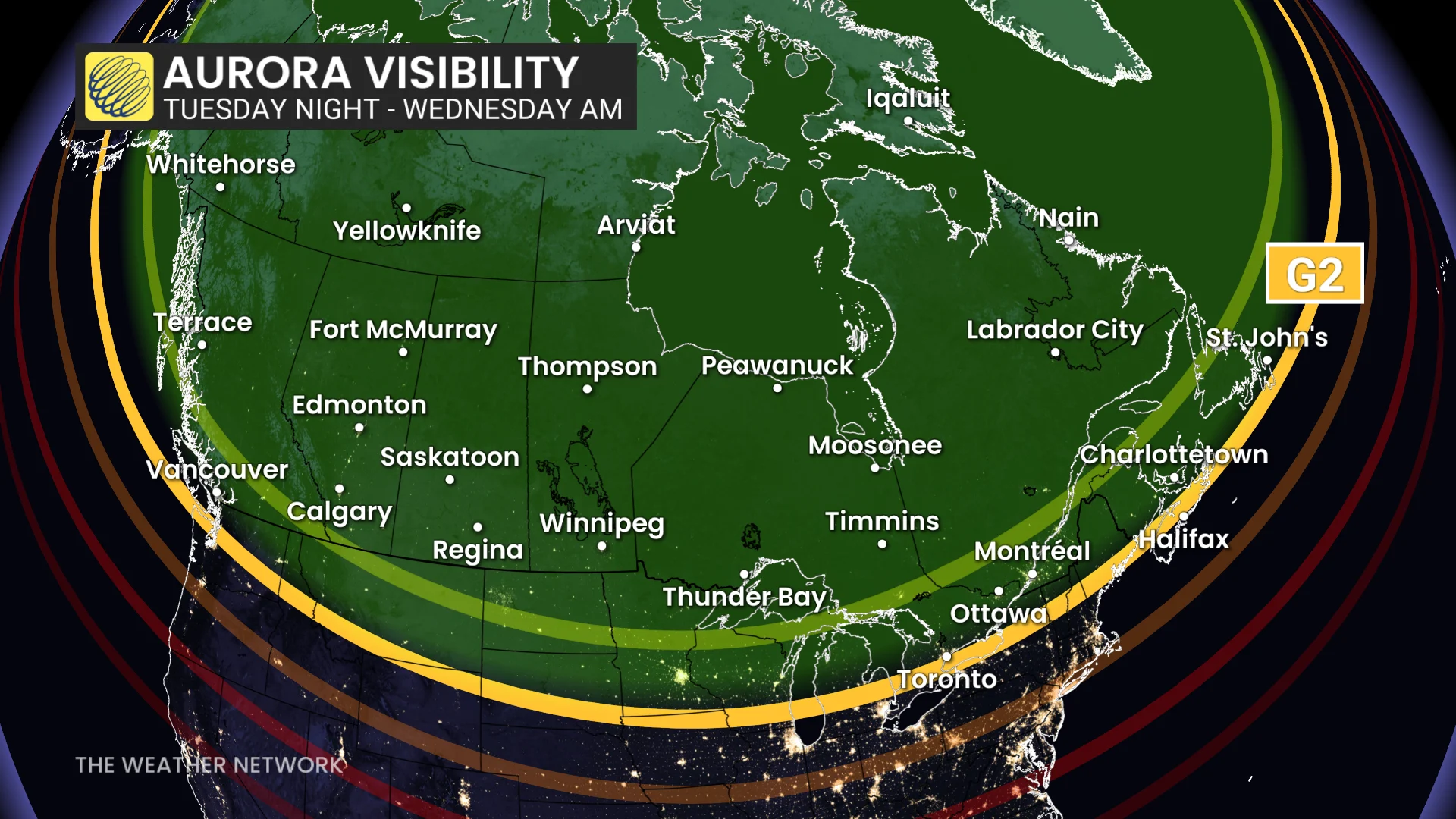 Aurora visibility July 22-23 in Canada