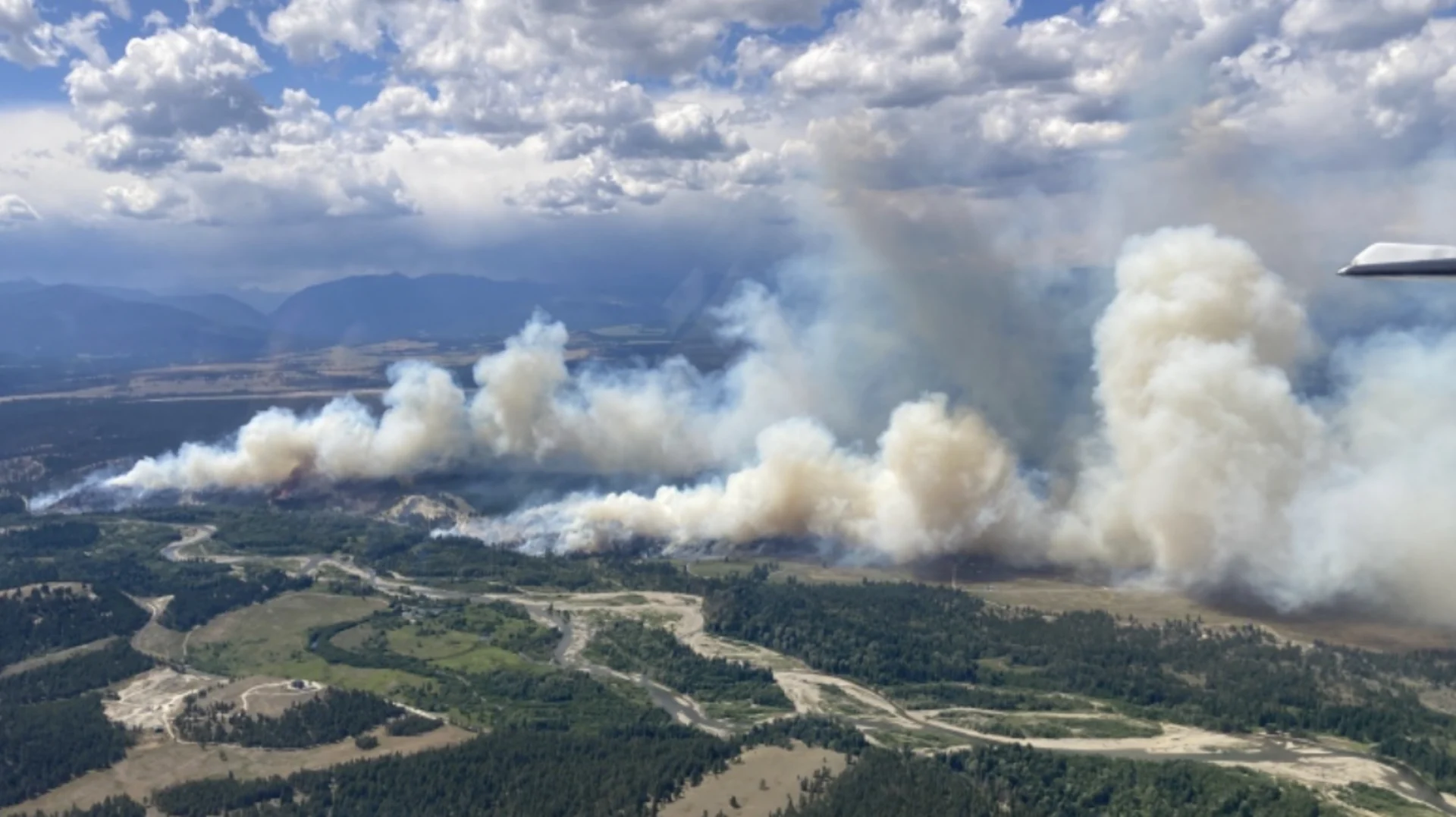 CBC: Smoke from the St. Mary's River wildfire is seen in an undated photo. The fire had tripled in size as of Thursday afternoon. (Supplied by the B.C. Wildfire Service)