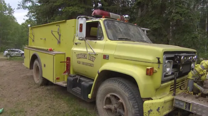 CBC: The only fire truck in Timber Bay doesn't work, says Carl Hennie, a volunteer firefighter. The Northern Hamlet of Timber Bay was ordered to evacuate Sunday morning. (Alexandre Silberman/CBC)