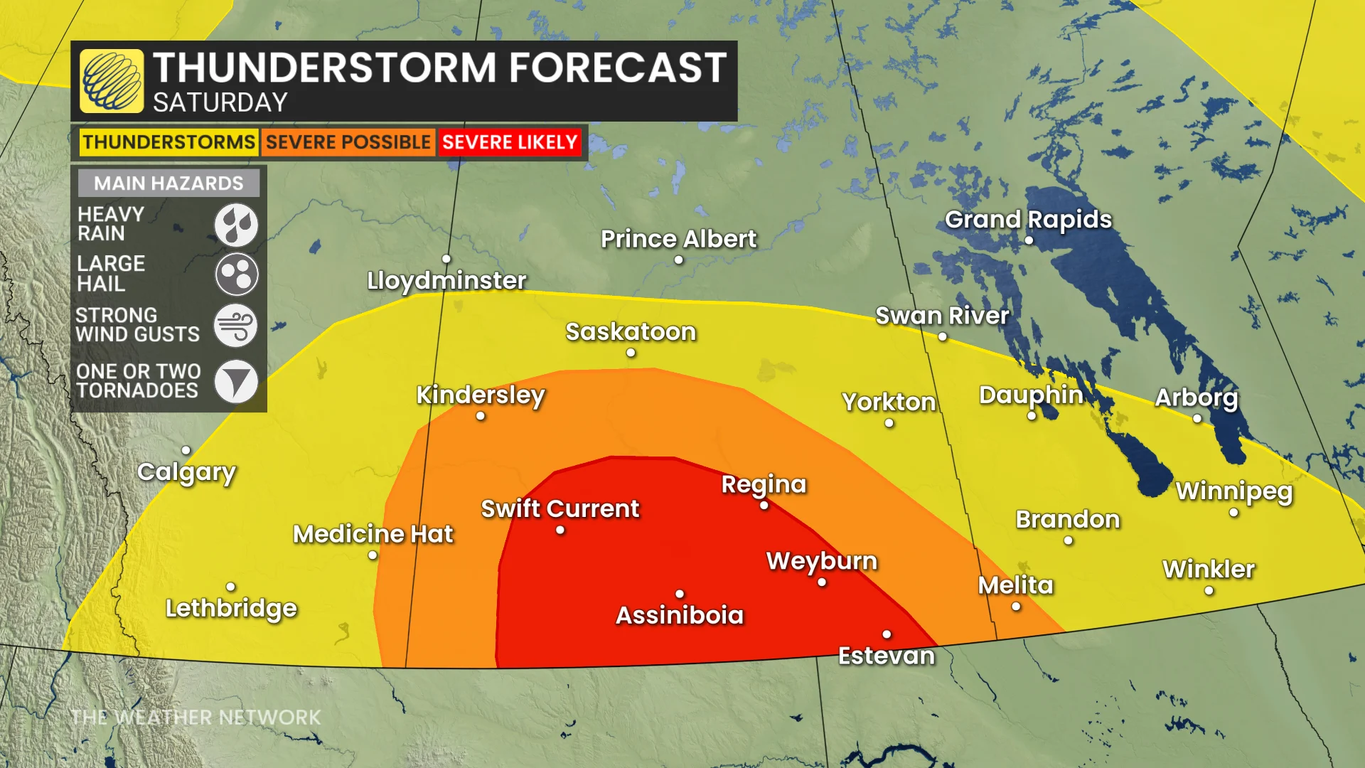 Prairies thunderstorm forecast Saturday