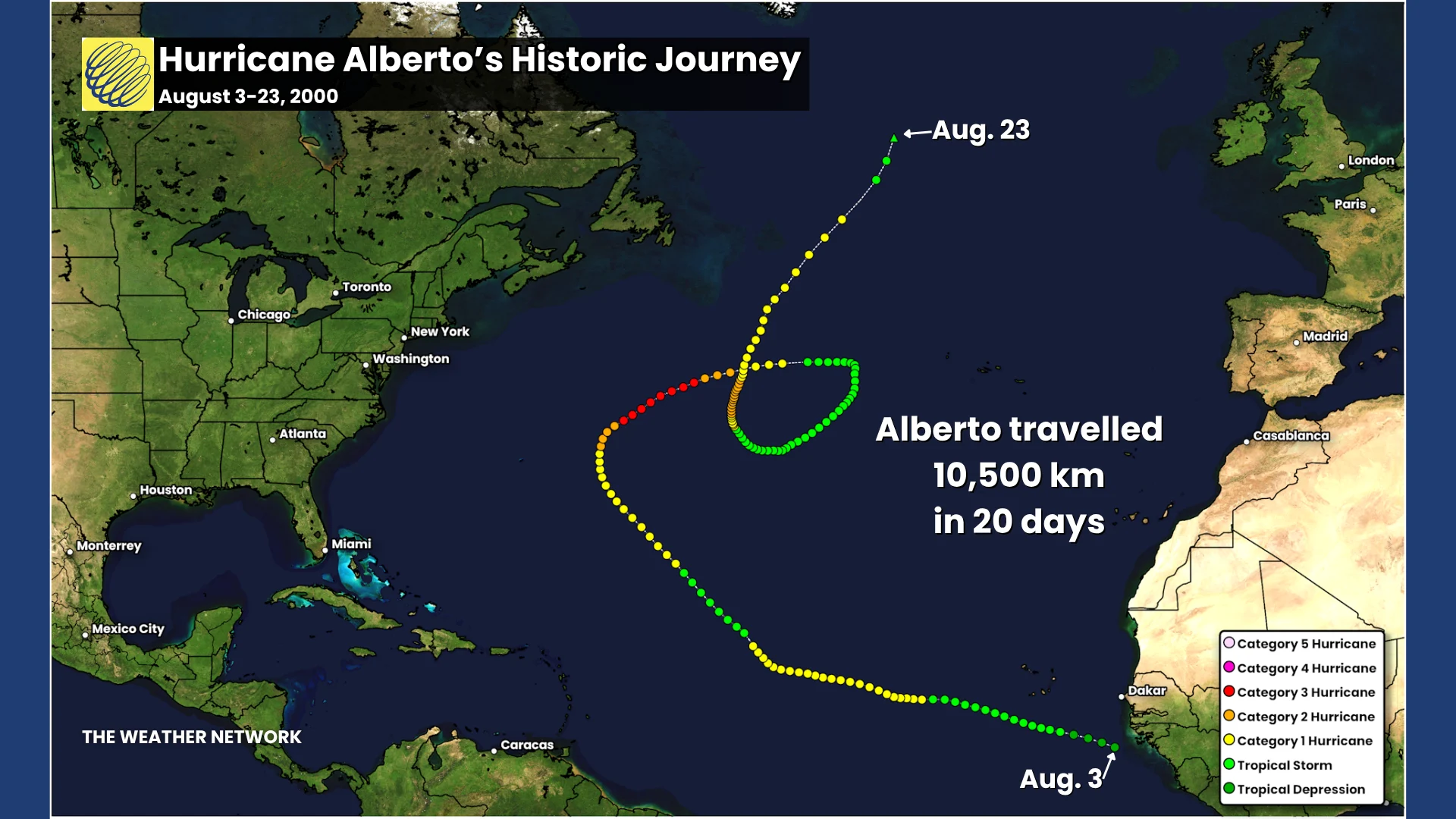 Hurricane Alberto Track 2000