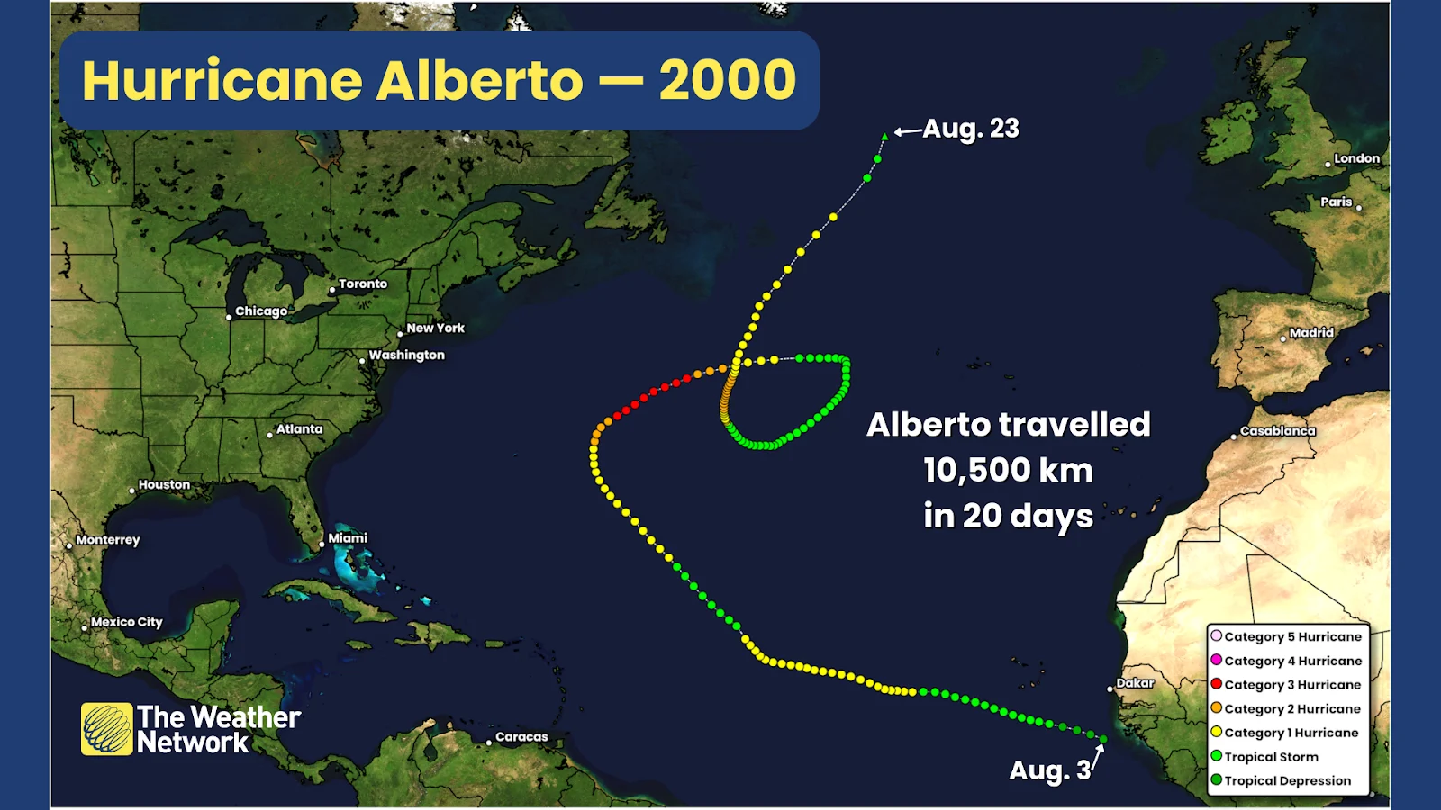 Hurricane Alberto Track 2000