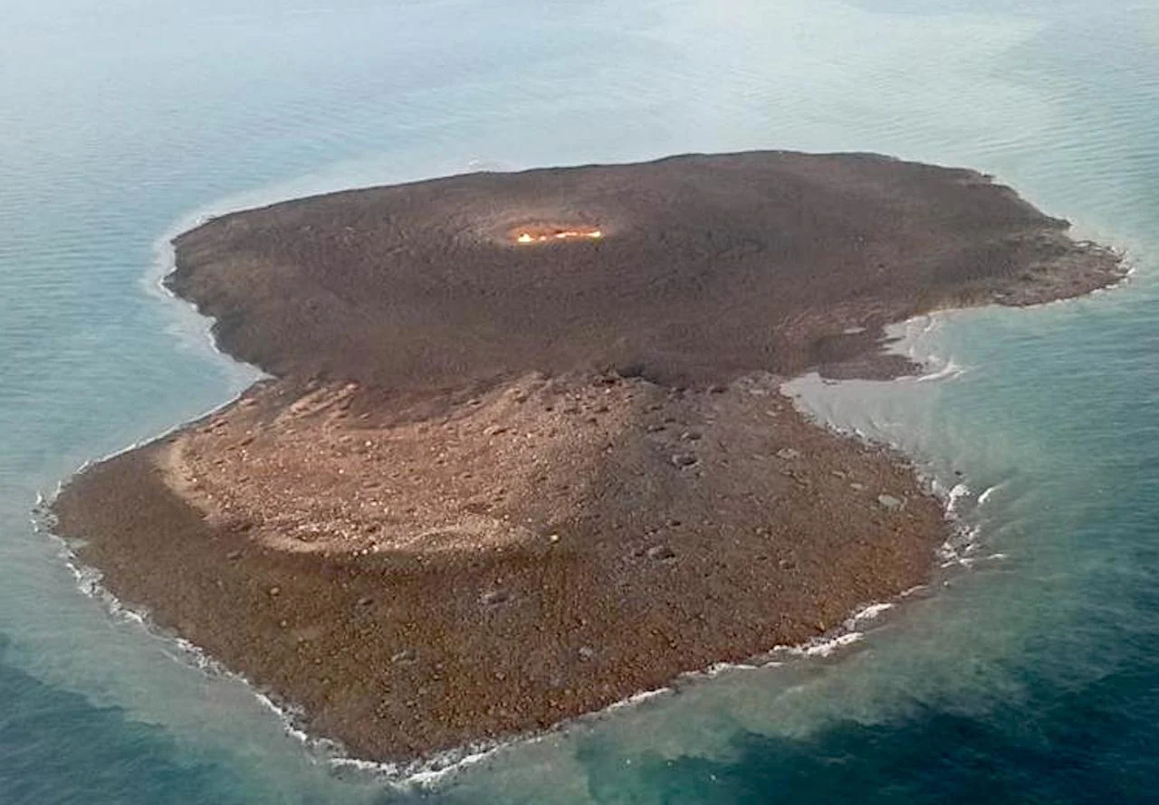 Mud volcano creates spectacular inferno after Caspian Sea eruption