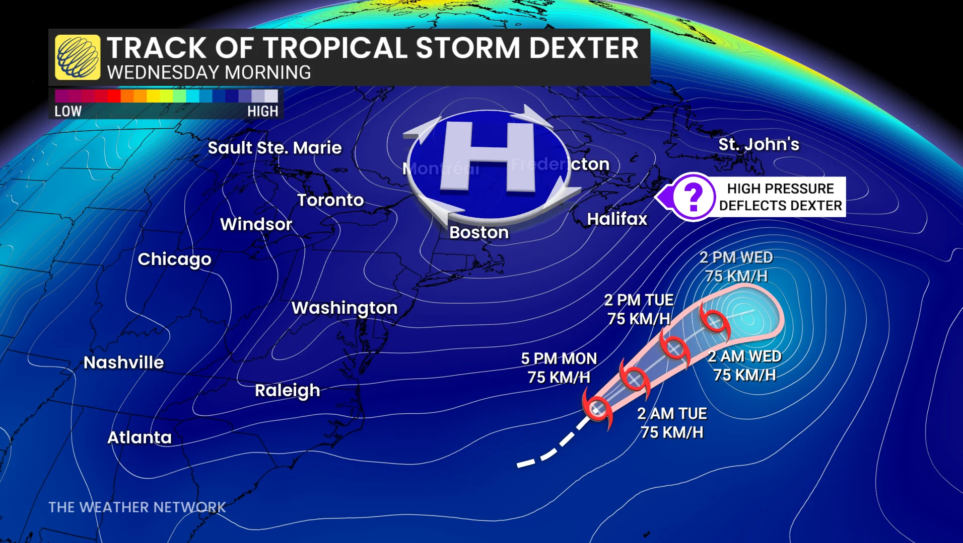 Canada, Hurricane, Tropical Storm, Dexter, August 04, 2025. (The Weather Network/Tyler Hamilton)