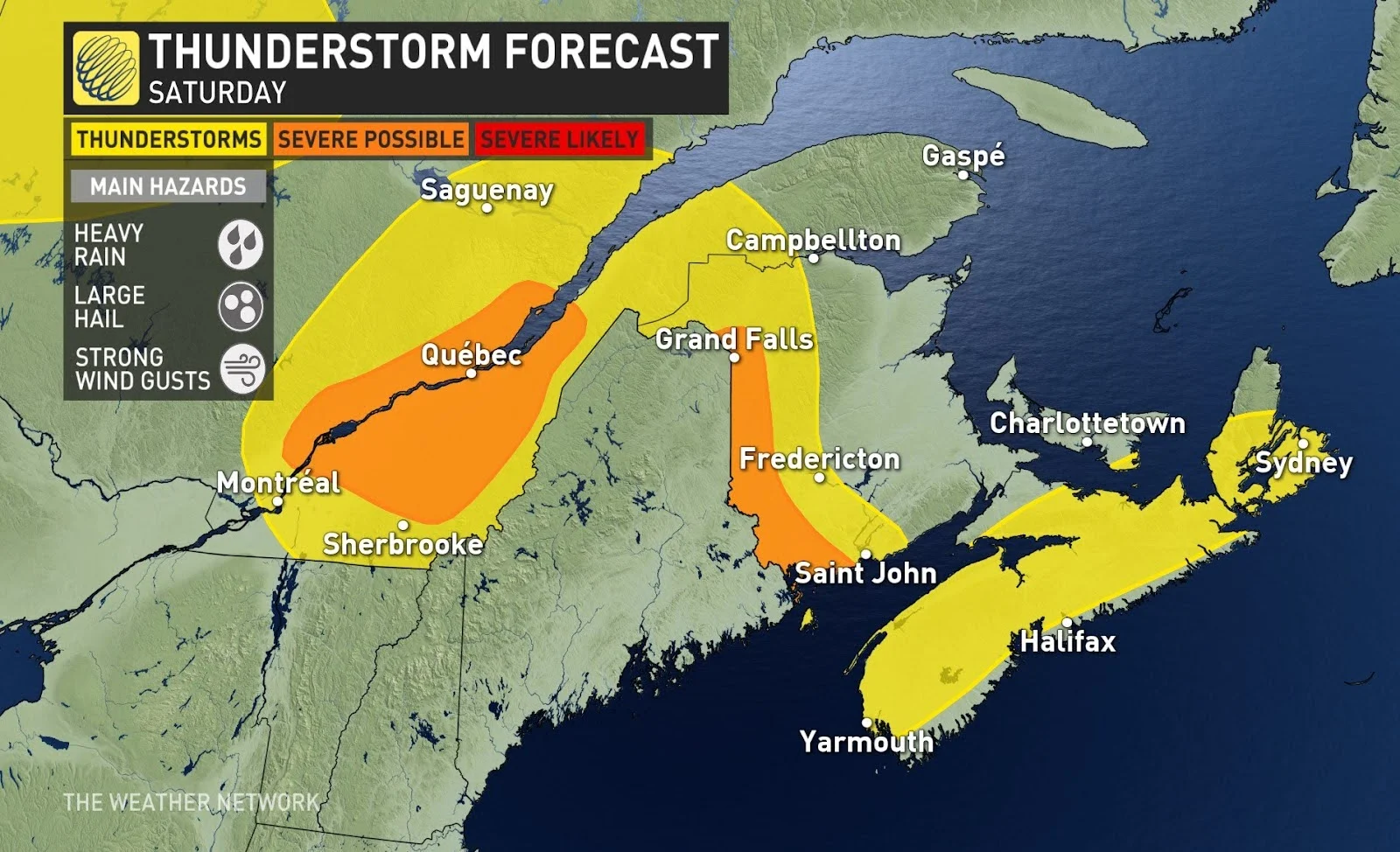 Storm risk Maritimes Saturday