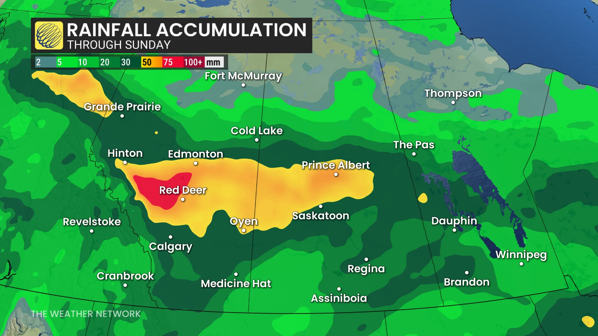 Prairies rainfall through Sunday