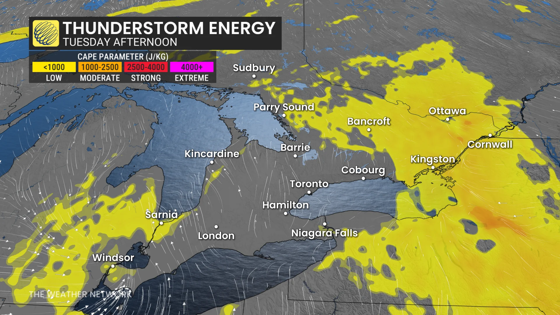 Ontario Tuesday thunderstorm energy