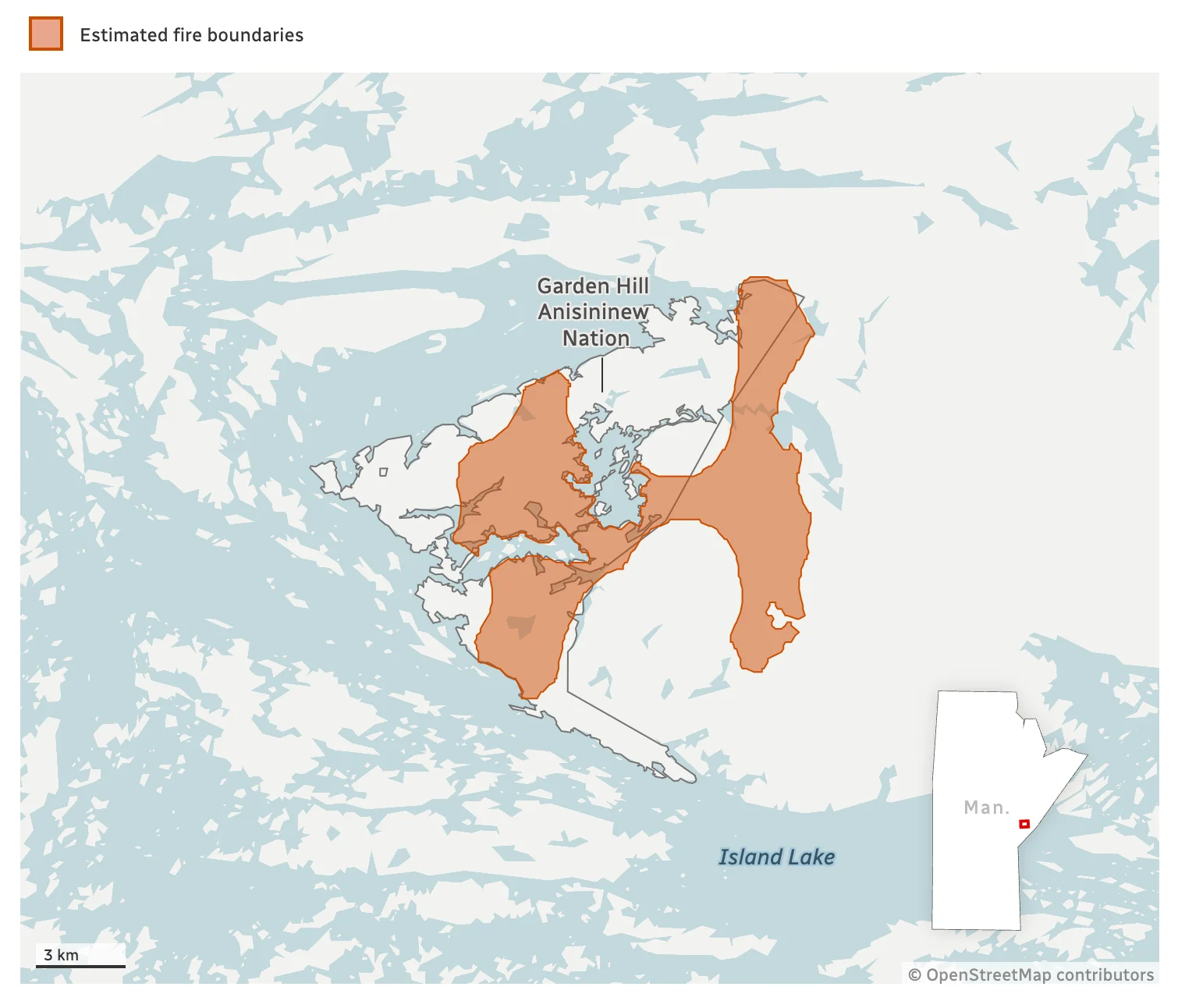 Manitoba, Wildfire, Fire, Evacuation, July 11, 2025. (CBC/Graeme Bruce)
