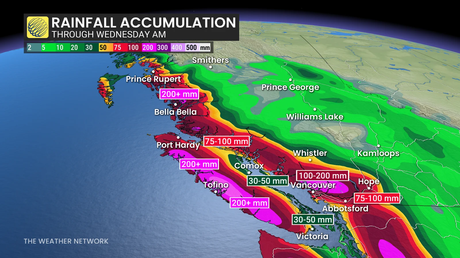 BC Rainfall Accumulation Through Wednesday