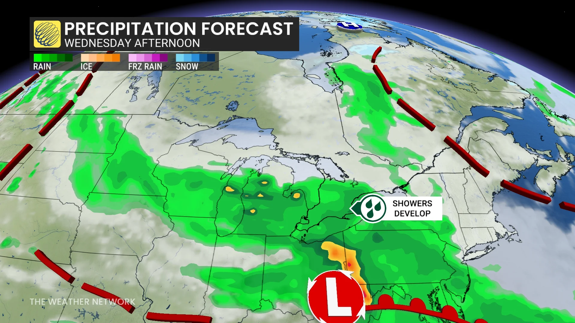 Ontario Wednesday afternoon precipitation timing