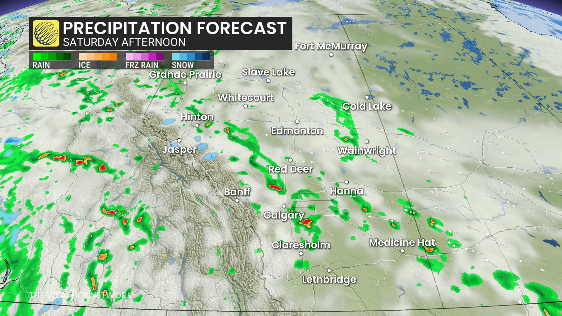 Barron - Saturday Afternoon Alberta Precipitation