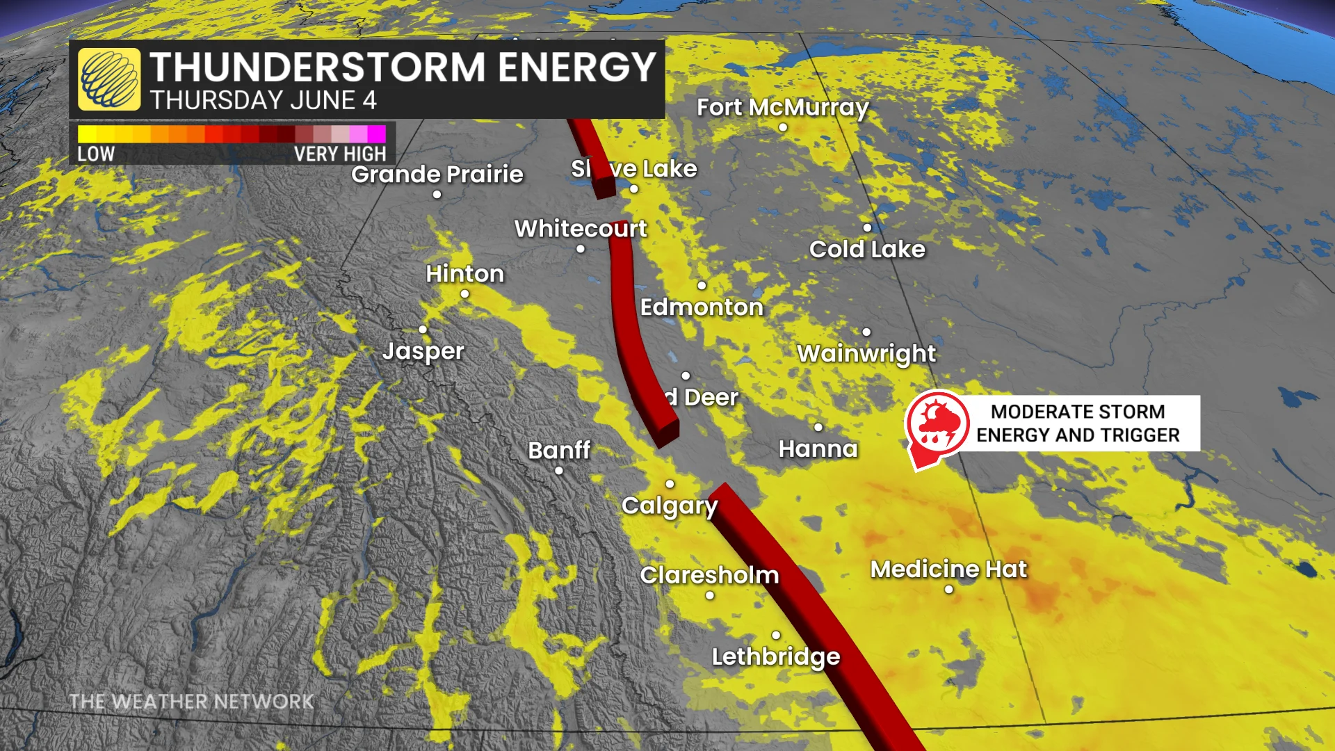 Alberta thunderstorm energy Thursday