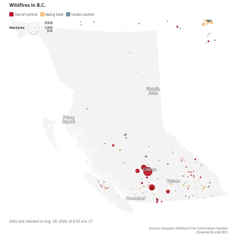 CBC - Wildfires in BC - Aug 18