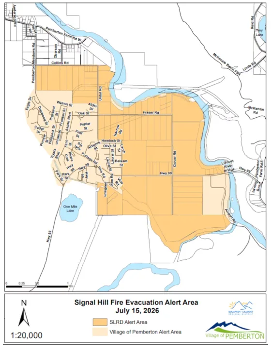 CBC - Map of Signal Hill evacuation area - Pemberton-Squamish-Lillooet Regional District