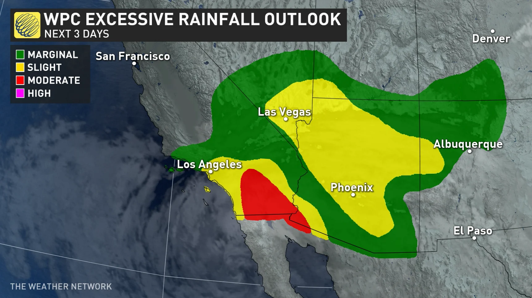 Rainfall Forecast - SPC - Southwestern U.S. Sept. 9, 2022. Hurricane Kay.