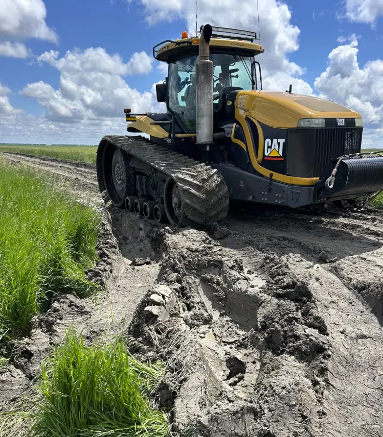CBC: Rural roads have turned into a sloppy mess amid all this rain, making it difficult for some farmers to access their fields. (Submitted by Curtis McRae)