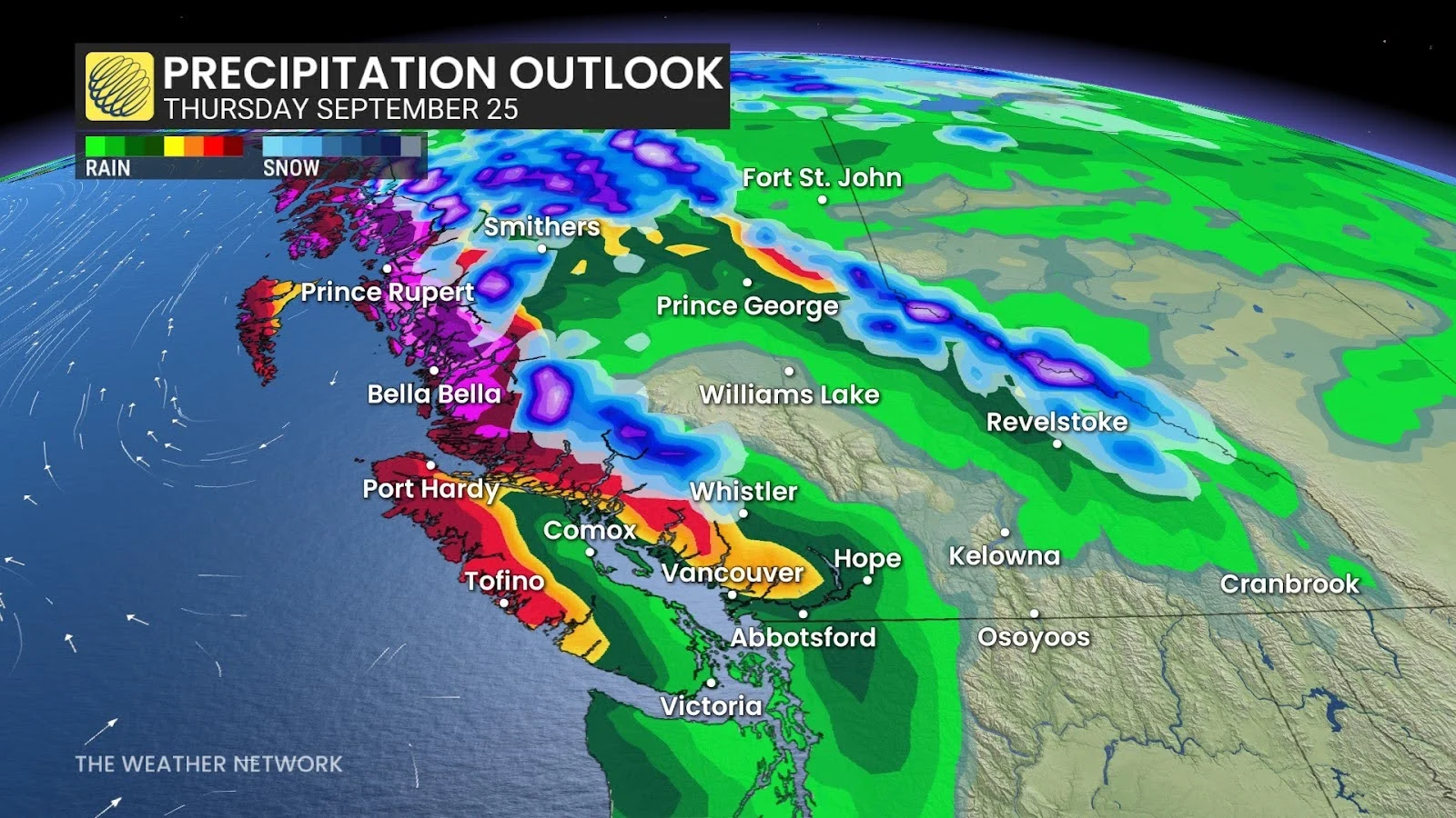 B.C. forecast long-range rain snow outlook - Sept. 17, 2025