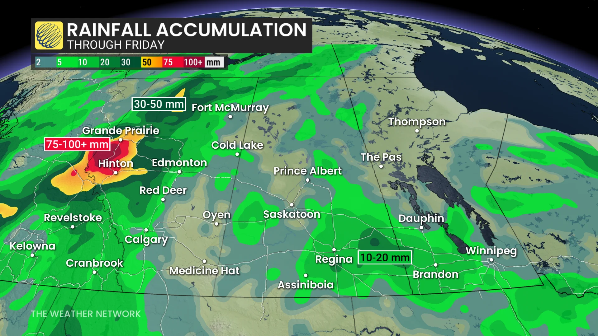 Prairies rainfall through Friday