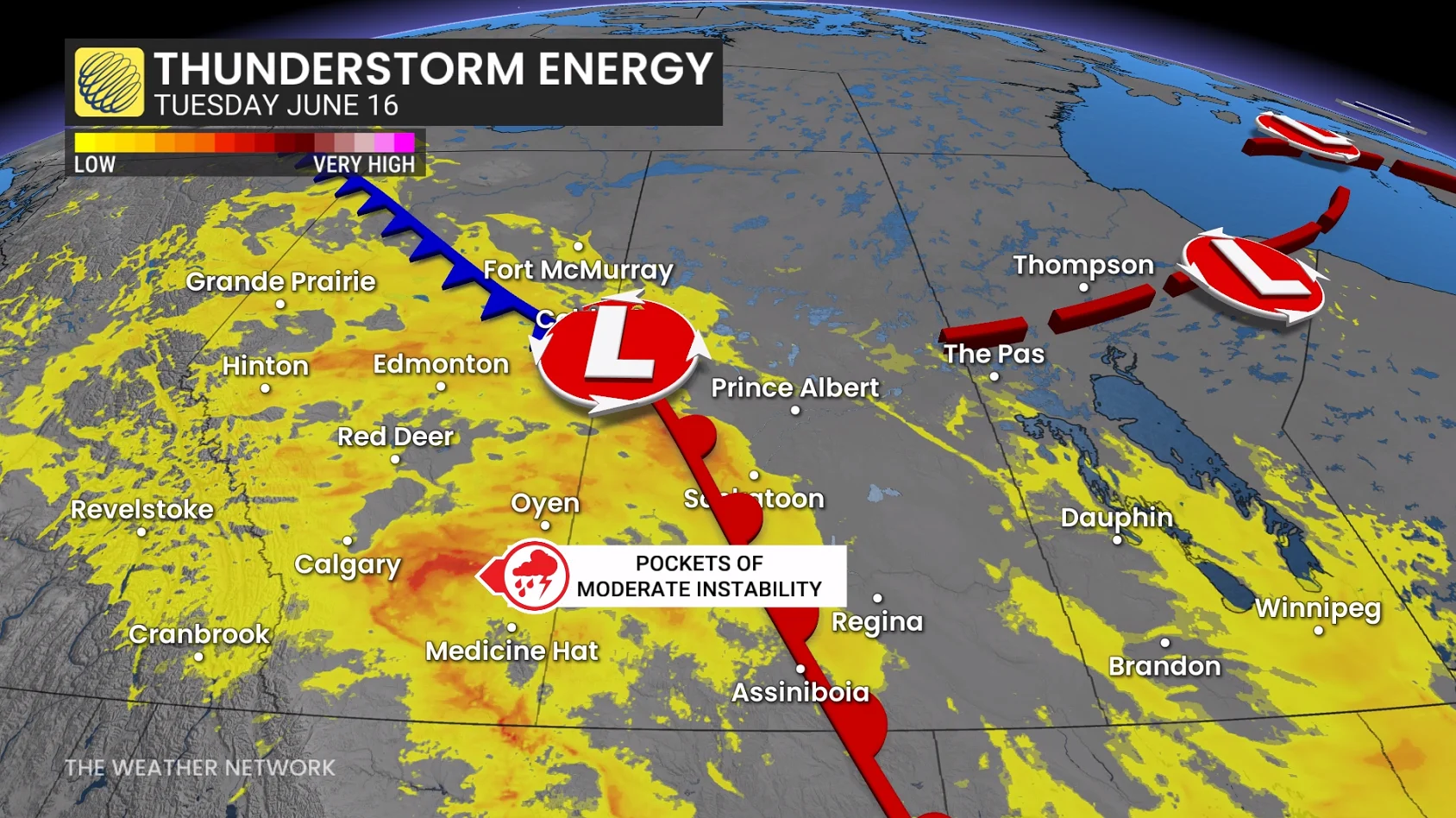 Prairies thunderstorm energy Tuesday evening