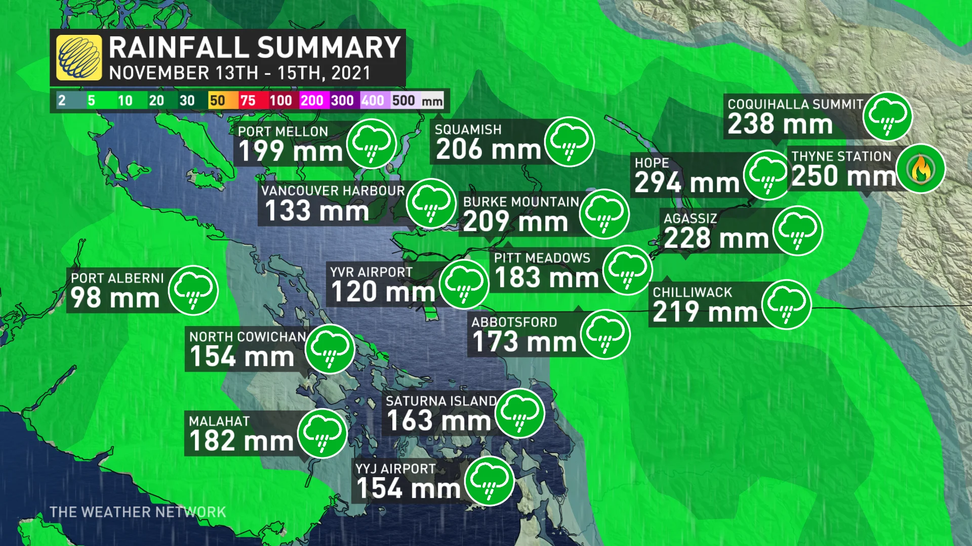 B.C. 2021 flooding event rainfall summary